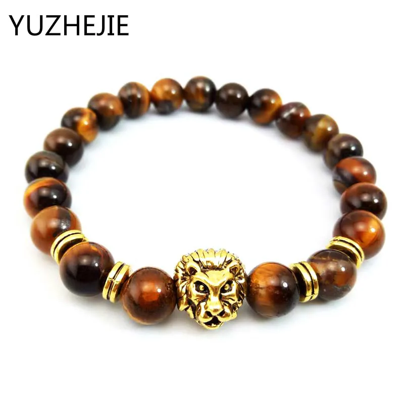 Ювелирные изделия YUZHEJIE для мужчин 2018 дюйма 8 мм лавовый камень антикварный цвет