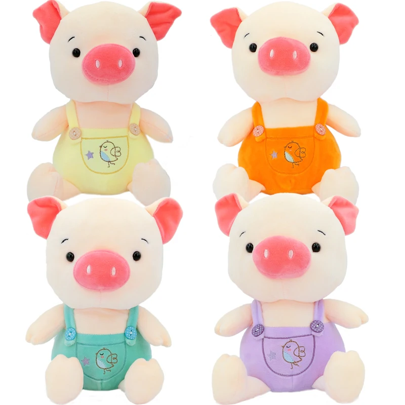 23CM Cartoon Pig Plush Toys Stuffed Animals Kawaii piggy wear bib Claw Machine Doll Birthday Gifts for Baby Children | Игрушки и хобби