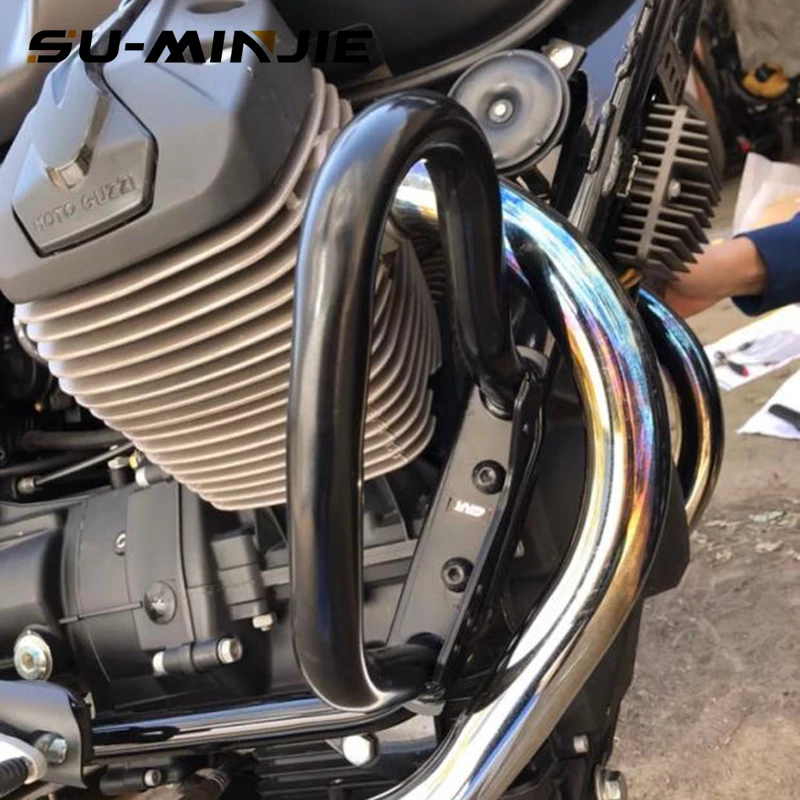 Черный GUZZI V9 Roamer Рама Двигателя аксессуары столкновение Стержень Устройства защиты V9Bobber бампер