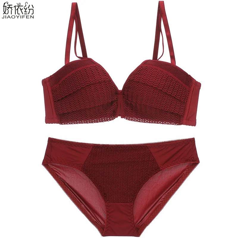 Красный Lucky нижнее белье, сексуальное, кружевное, без косточек,, комплект бюстгальтера, усиленные ремни, трикотажный слой, женское нижнее белье, пуш-ап, женский бюстгальтер, короткие наборы - Цвет: Красный