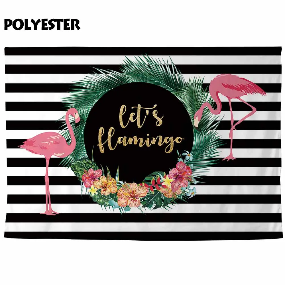 Allenjoy custom photography backdrop flamingo garland black white stripes birthday party background photobooth photo studio | Электроника