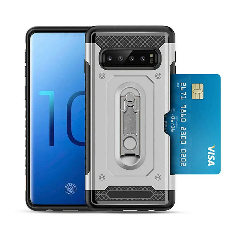 Армированный чехол для Samsung Galaxy S10 S10E Plus с откидной подставкой и отделением карт