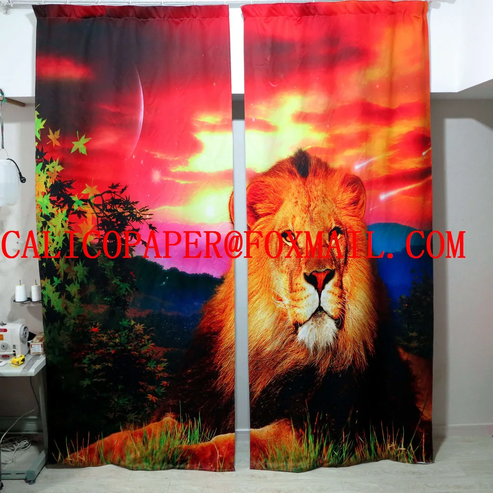 Фото печать стереоскопические 3d занавески ткань органза животное лев 3 d цифровая