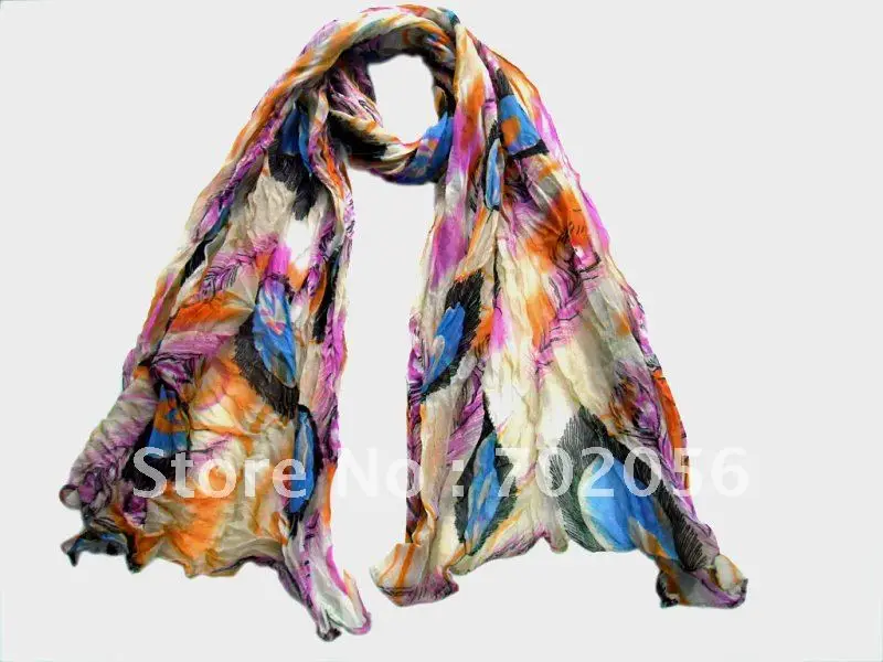 Перо печати Вуаль шарф на шею Обертывания шали 180*80 см 11 шт./лот #2103