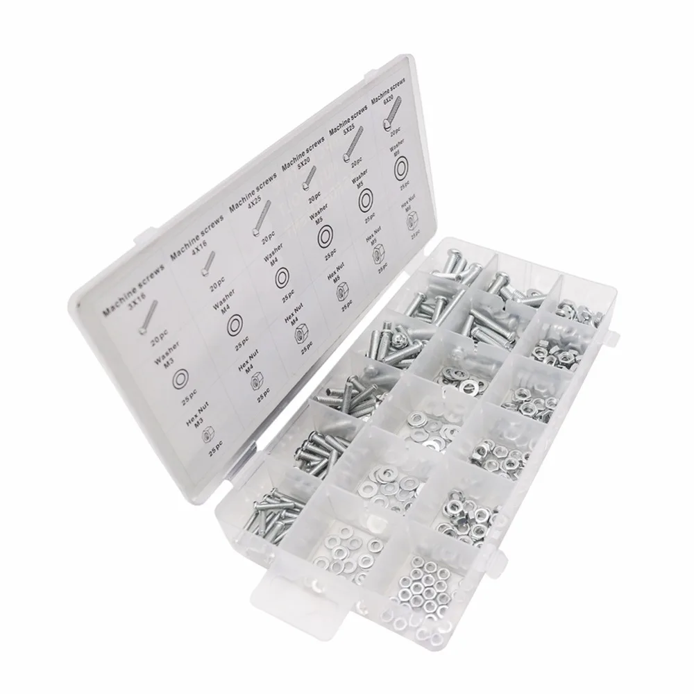 420 шт. метрики Прижимные шайбы Гайки и Болты hex комплект Гвозди Шайба Ассортимент