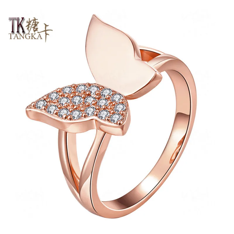 Танка 2017 женская мода маленький кольцо белого циркон форме бабочки женщины