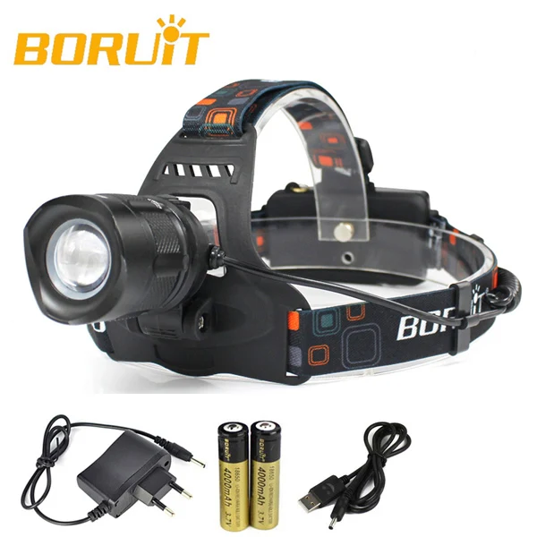 BORUiT Zoom налобный фонарь XML-L2 светодиодный налобный фонарь 5 режимов RJ-2157 внешний аккумулятор Головной фонарь для кемпинга охотничий фонарик на 18650 батарею - Испускаемый цвет: D