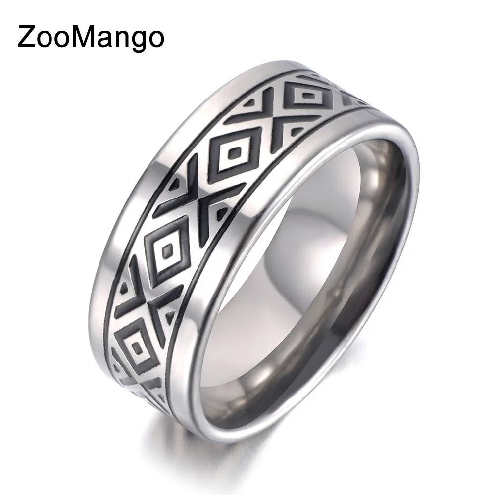 ZooMango черный Глазурь из нержавеющей стали кольца для мужчин и женщин матовый