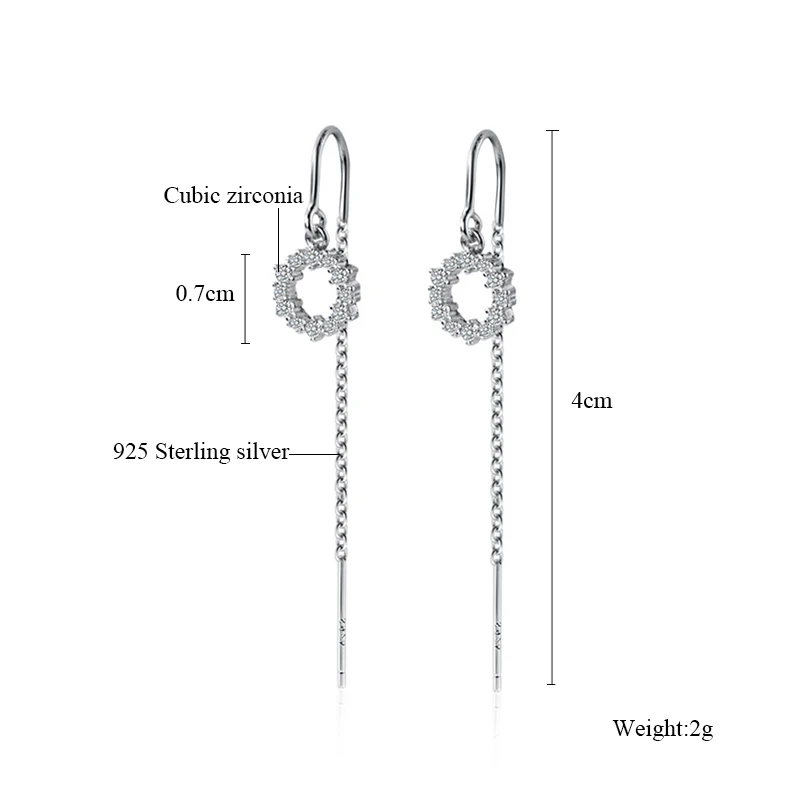 Корейские стильные круглые серьги с фианитом из стерлингового серебра 925 пробы