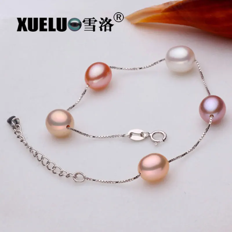 XUELUO Trendy 925 Sterling Silver Chain Natural Fresh Water Pearl Bracelet | Украшения и аксессуары