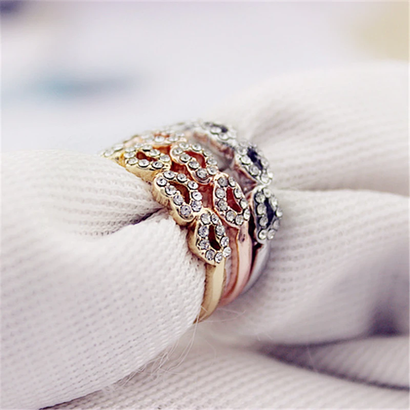 8 сезонов модные ювелирные изделия металлические кольца пять сердец мозаика