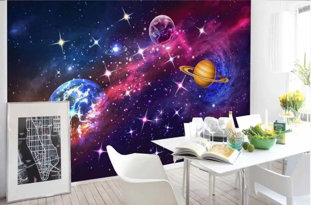 Custom photo wallpapers 3d murals wallpaper for walls 3 d Starry sky planet wall decorative painting papers | Обустройство дома