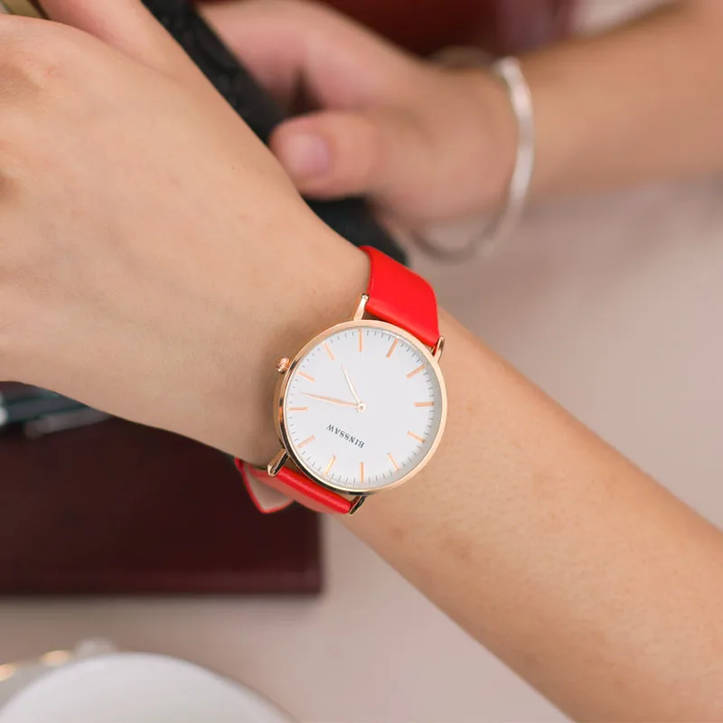 BINSSAW, женские кварцевые часы, роскошный бренд, модные, Reloj Mujer, деловые, нежные, кожаные, женские наручные часы, Relogio Feminino