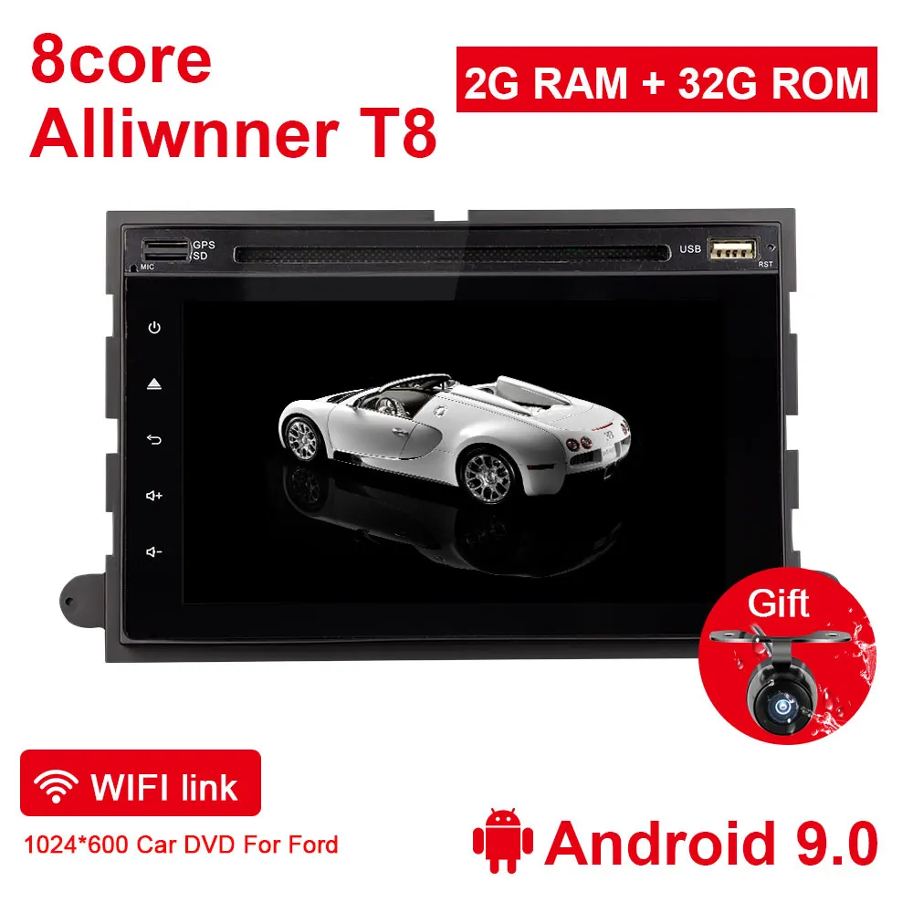 Eunavi автомобильный DVD 2 din радио для Ford 500/F150/Explorer/Edge/Expedition/Mustang/fusion/Фристайл 8 ядер 2G+ 3 2G Android 9 - Цвет: 2G 32G T8