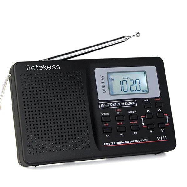 2 шт. RETEKESS V111 портативное fm-радио DSP FM стерео/MW/SW/LW портативное радио полнодиапазонный приемник мира часы 9 кгц/10 кгц радио FM