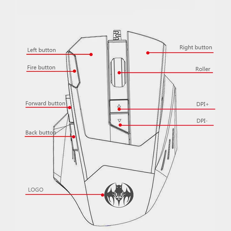 Проводная USB оптическая игровая мышь PUBG 12 программируемых кнопок компьютерные