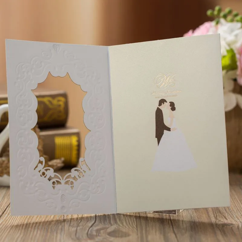 Зеленые приглашения для невесты и жениха с лазерной резкой 1 шт. открытка