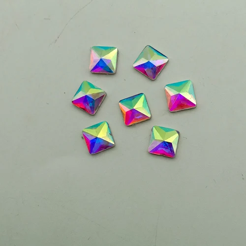 6mm Square AB 20 штук кристаллы AB Стекло Стразы для 3D ногтей аксессуары Flatback капля в форме бриллианта аксессуары для ногтей - Цвет: 6mm Square AB