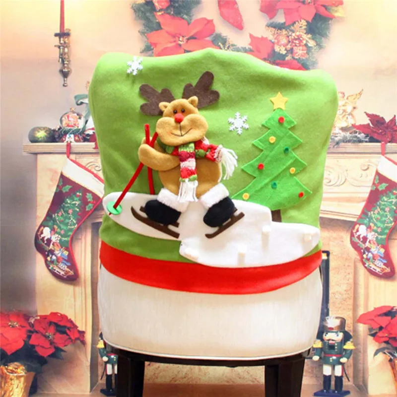 Hot Xmas Christmas Dinner Party Chair Cover Ornament Santa claus Festival Decorations For home house living room antimacassar | Дом и сад