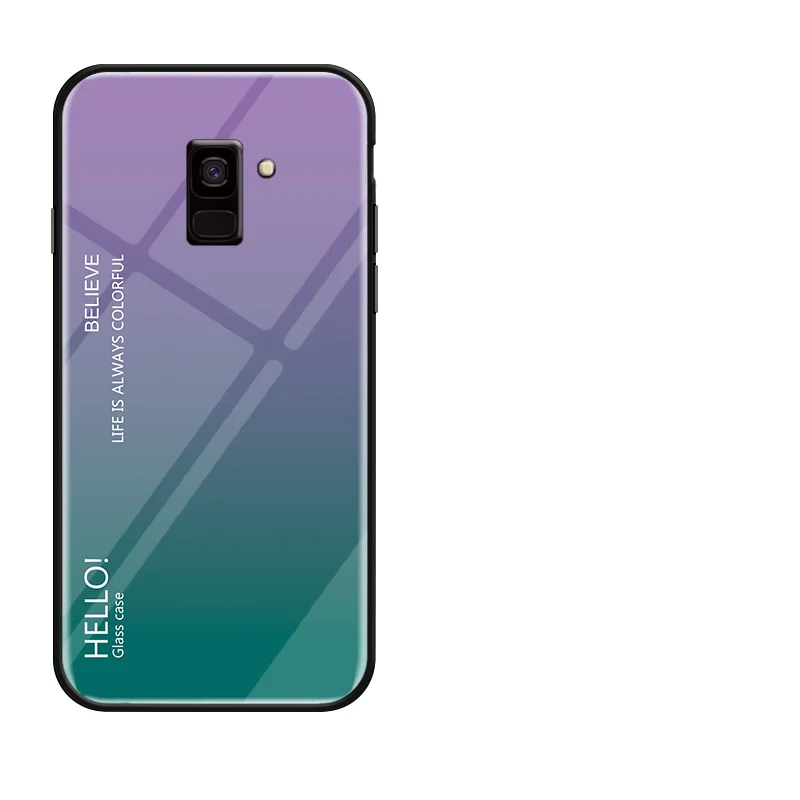 Purple Чехлы для samsung Galaxy A6 Dual SIM SM A600 A600F градиентный чехол из закаленного стекла для samsung A6 Plus A605 A605F pop - Цвет: Purple