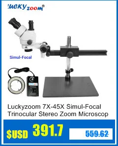Luckyzoom бренд 3.5X-90X стерео микроскоп SZM0.5X SZM2.0X Микроскоп Вспомогательный объектив