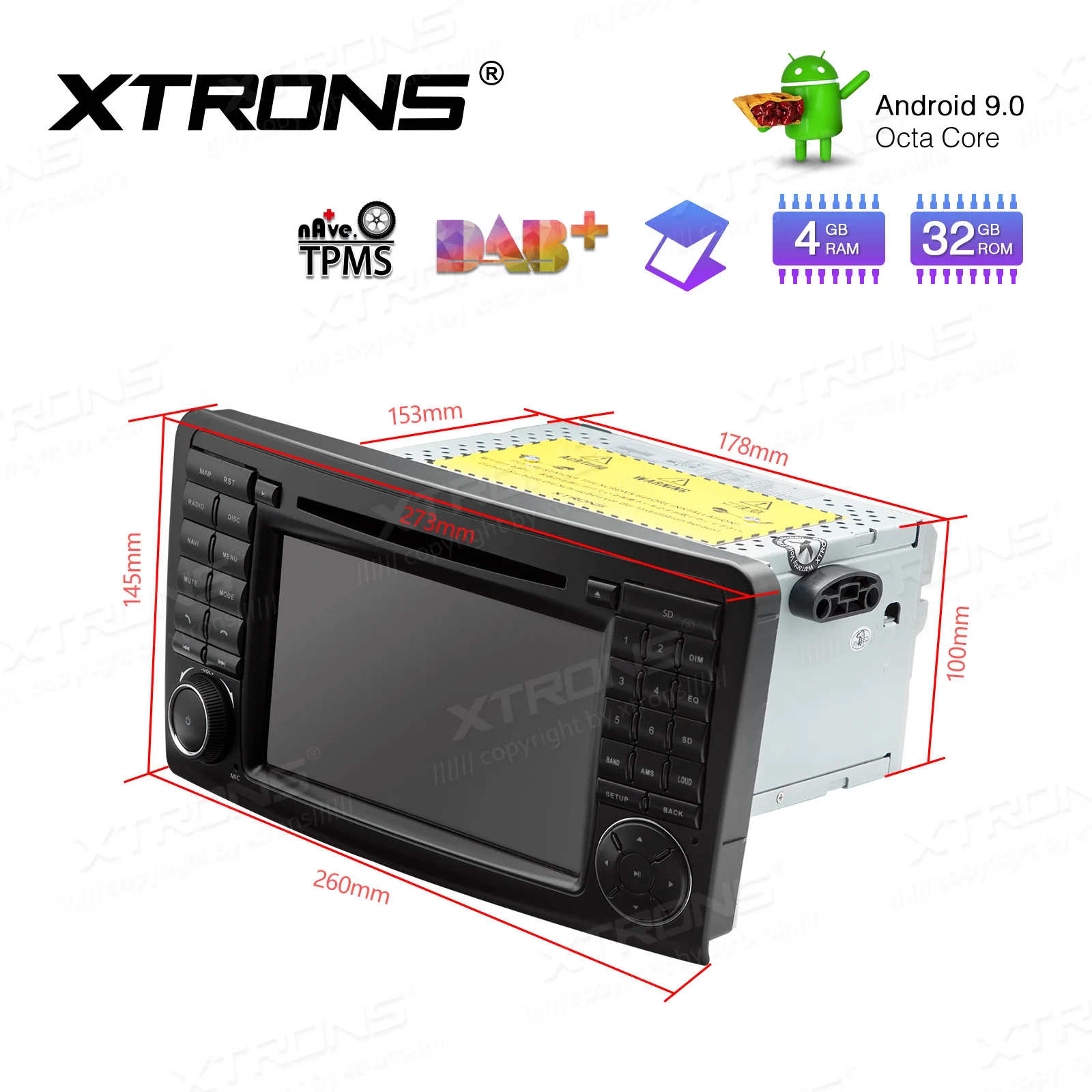 XTRONS 7 &quotHD Octa Core Android 8 0 автомобильный DVD плеер радио для Mercedes Benz ML класса W164 ML300 ML350