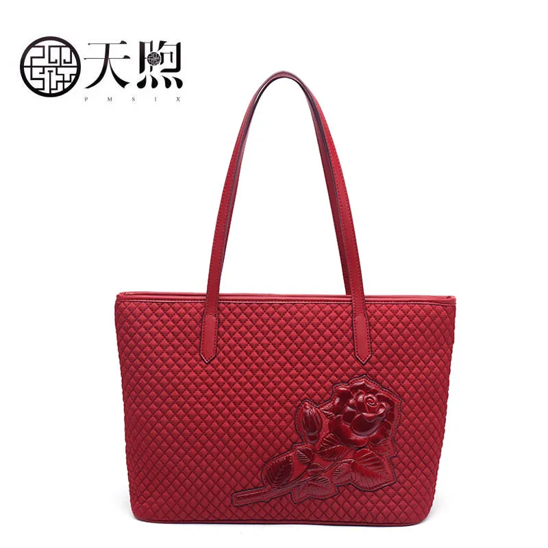 Pmsix shoulder bag female new fashion wild leather handbag female bag large capacity bag tote bag