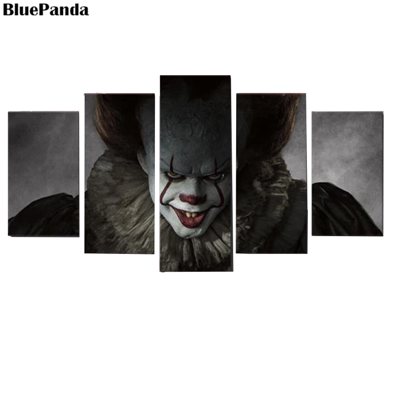 5 шт. Pennywise клоун это Horron страшный HD Холст Картина маслом печать плакат картина спальня домашний декор