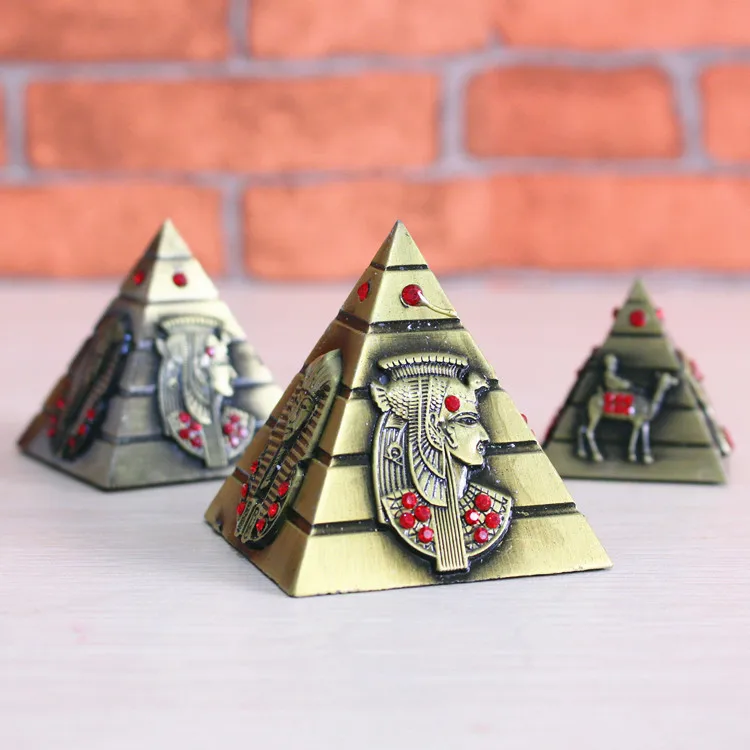 Egyptian pyramids hot metal crafts ornaments three piece handmade diamond souvenirs Home Furnishing decoration,3pcs/set