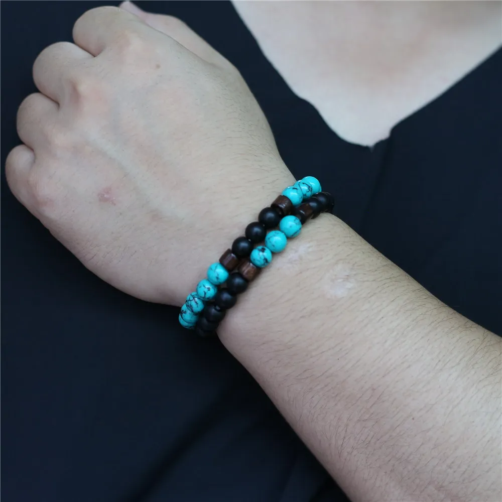 2 шт./компл. модный браслет любовь пара деревянный красный камень бисером Homme Femme