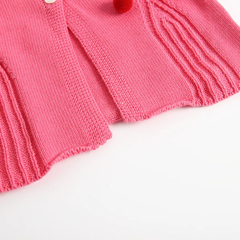 Пальто для девочек Хлопковый вязаный свитер с милыми украшениями вишни Bebe Vestidos