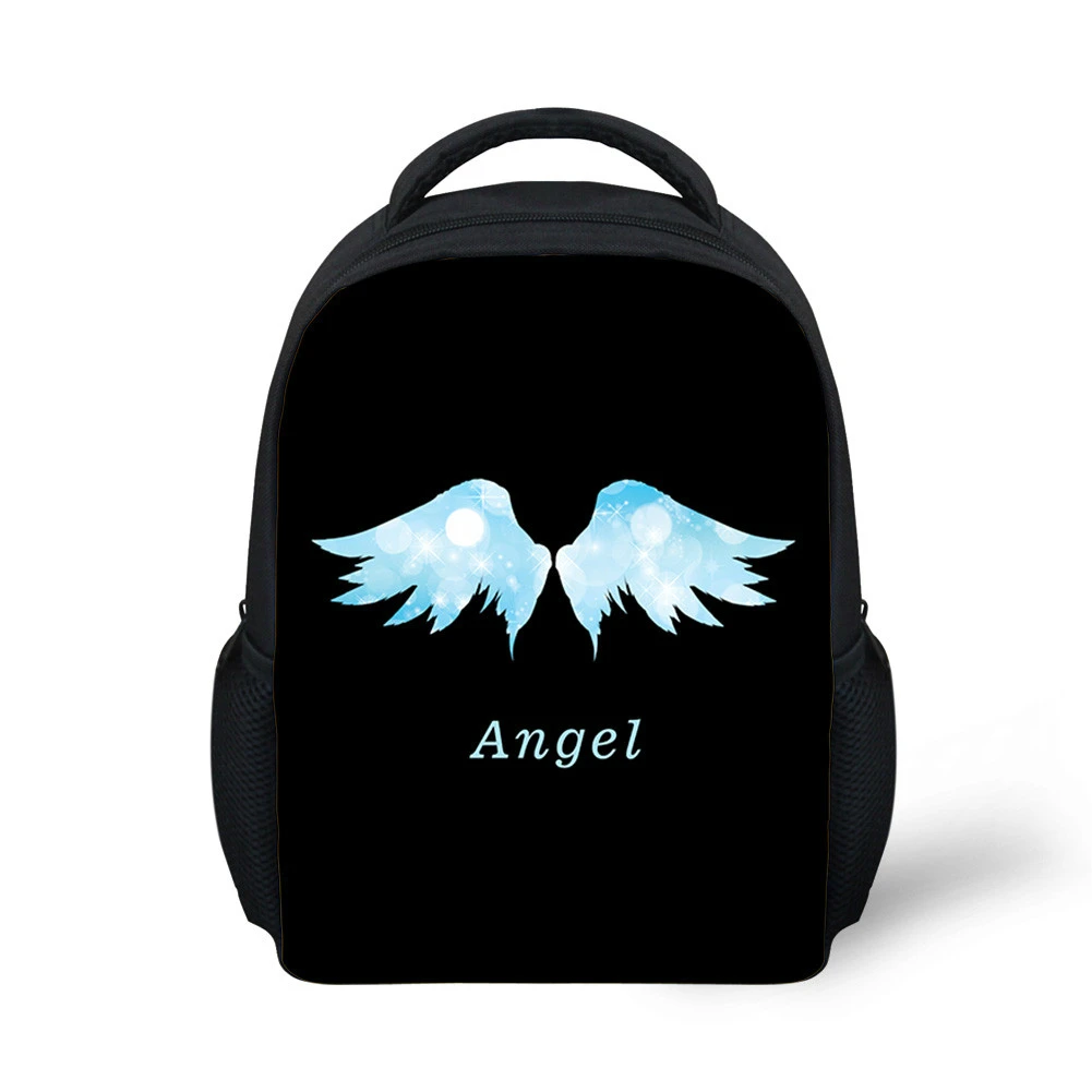 Маленькие школьные сумки ELVISWORDS с принтом крыльев Ангела для девочек и мальчиков, школьные ранцы, милая музыкальная нотка, Детская сумка для ...