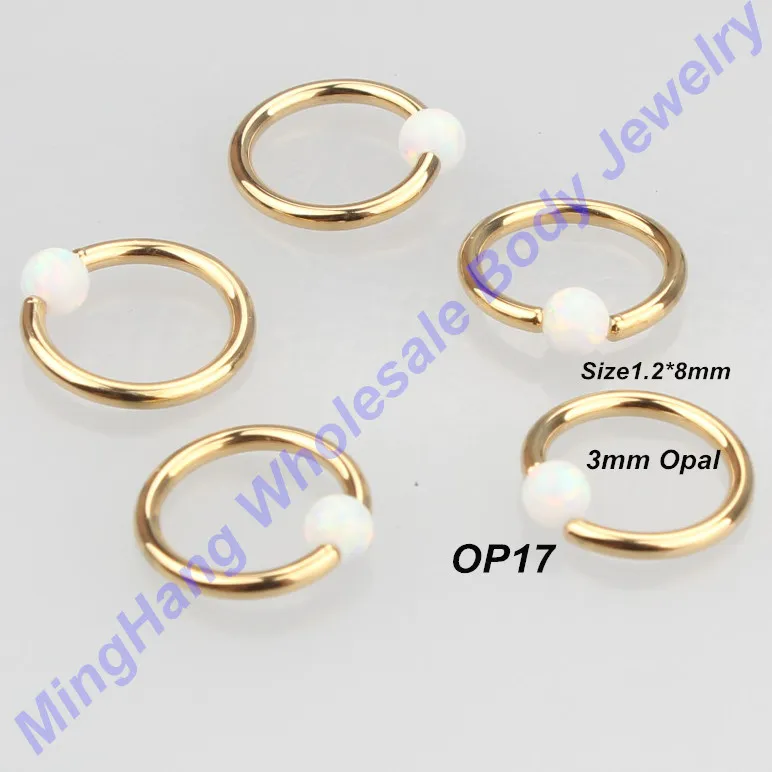 16g хирургический стальной Опаловый Шар фотоэлемент кольцо для носа губ пирсинг