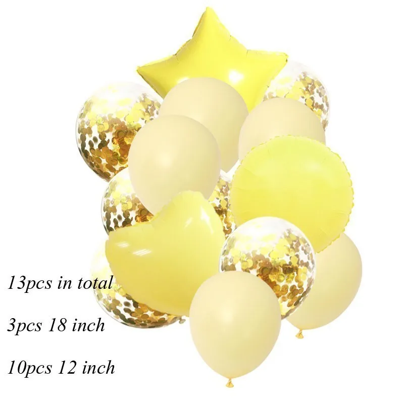 13pcs Yellow 1 Набор джунгли вечерние посуда в виде животных зеленый номер воздушные Шары кекс топперы с днем рождения баннер детский душ для вечеринки в стиле сафари поставки - Цвет: 13pcs Yellow