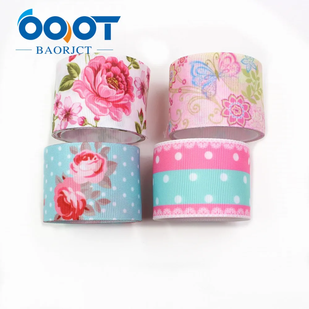

OOOT BAORJCT I-19308-548,38mm,10yards flower Thermal transfer Printed grosgrain Ribbons,bow cap DIY accessories decorations