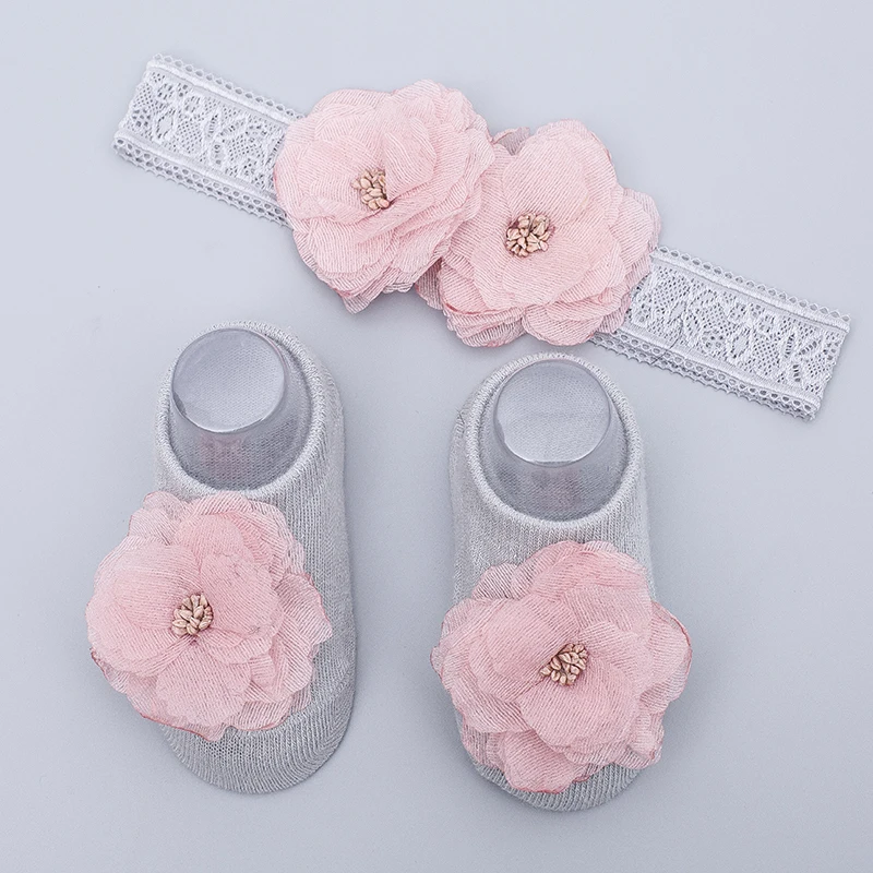 Хлопковые детские носки искусственная кожа Кружевная повязка на голову с