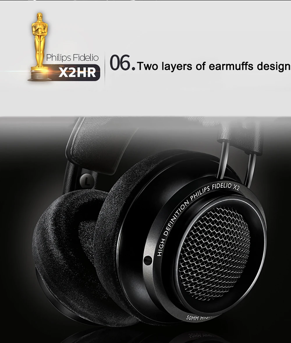 Наушники Philips Fidelio X2HR получили лучший продукт в году с 50 мм приводом высокой мощности 3 м длина линии для смартфона компьютера