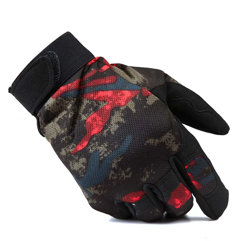 Red camouflage TACVASEN, новинка, мужские теплые перчатки, тактические перчатки на полный палец, противоскользящие термальные перчатки для страйкбола, военные мужские камуфляжные перчатки - Цвет: Red camouflage