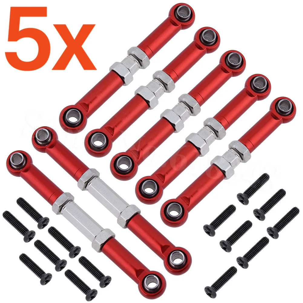 

5Sets Adjustable Alloy Aluminum 45mm&52mm Linkages Pull Rod Front&Rear For1:16HQ 731 732 733734 Buggy Monster Truck Rally