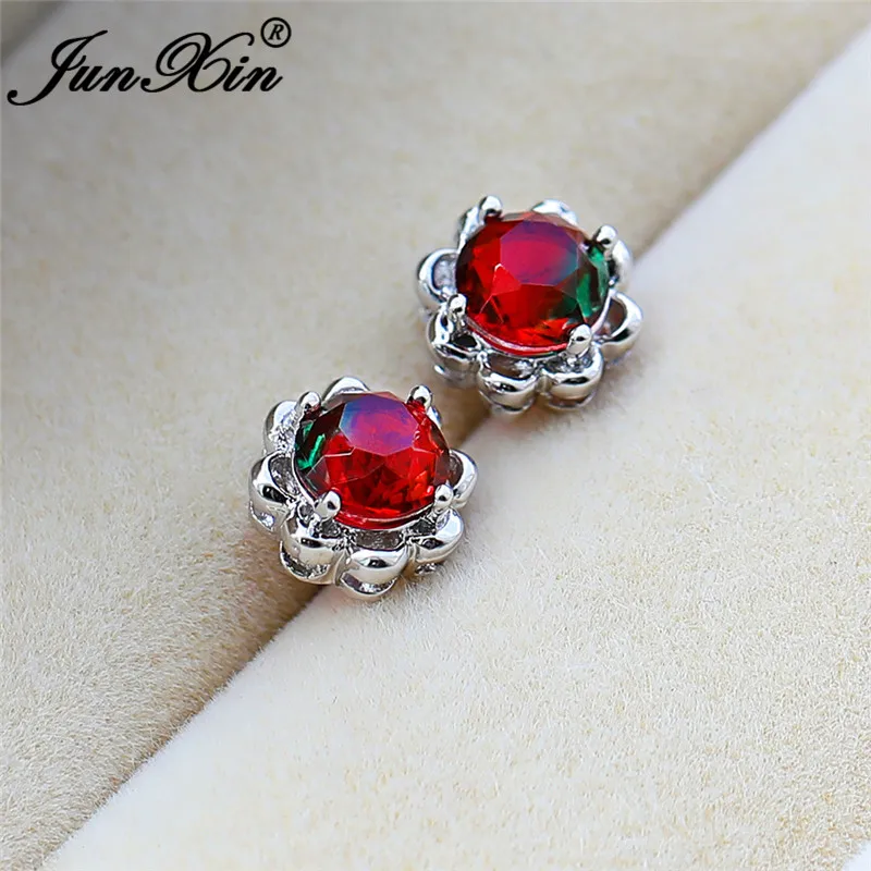 Радуга кристалл серьги-гвоздики с цветочным украшением из серьги серебро Цвет