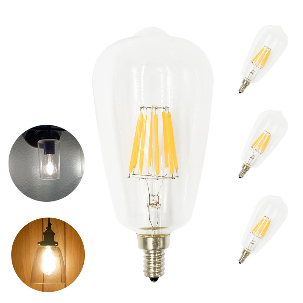 8 Вт ST64 edison светодиодные лампы LED E12 канделябры 800 люмен 80 эквивалент декоративные