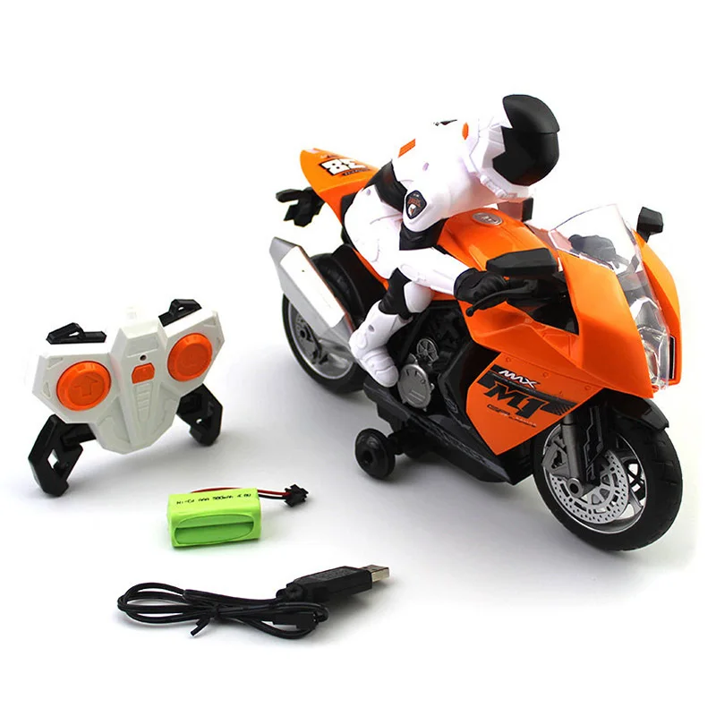 White 2,4 ГГц Rc мотоциклетный трюк Дрифт Музыка Светодиодный свет Rc игрушки, модели мотоциклов двигатель дистанционного управления игрушки для детей подарок - Цвет: White