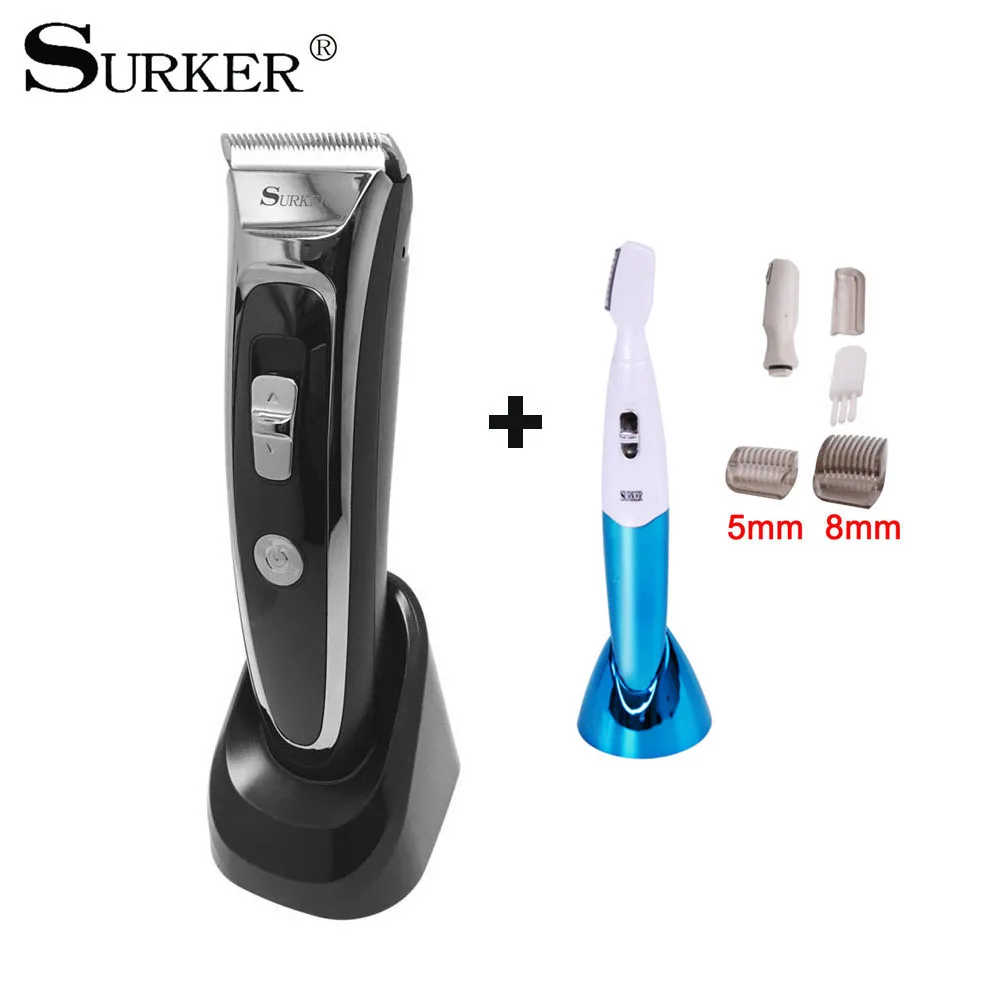 Clipper Trimmer 1 SURKER профессиональная перезаряжаемая машинка для стрижки волос, Мужская Беспроводная Машинка для стрижки волос со светодиодным дисплеем, набор для стрижки, керамическое лезвие для бритья - Цвет: Clipper Trimmer 1