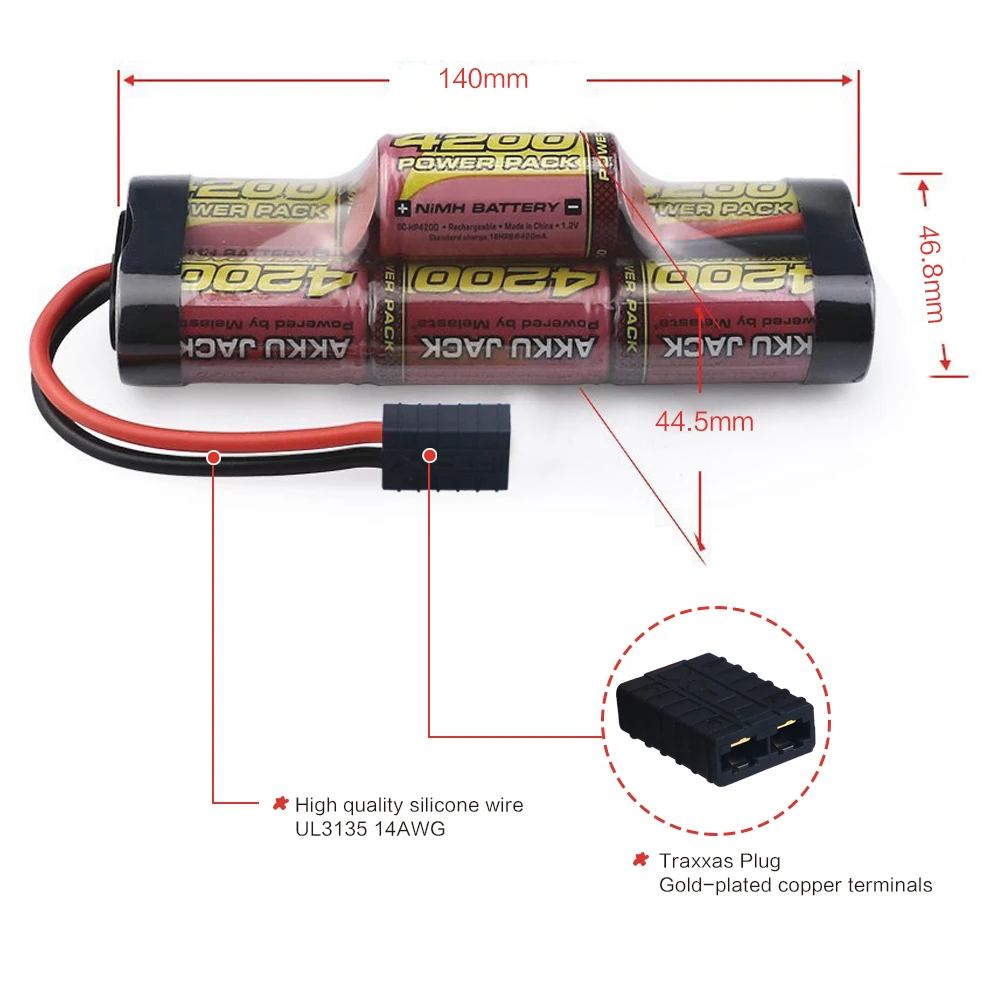 Melasta 8,4 V 4200mAh 7-Cell Hump NiMH аккумулятор с разъемом Traxxas/Dean-T/Tamiya для радиоуправляемого гоночного автомобиля
