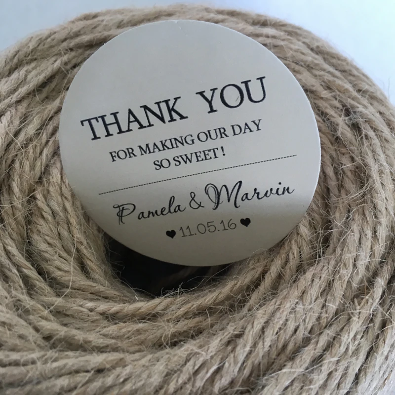 Индивидуальные круглые наклейки с надписью Thank You на свадьбу цветные ярлыки из