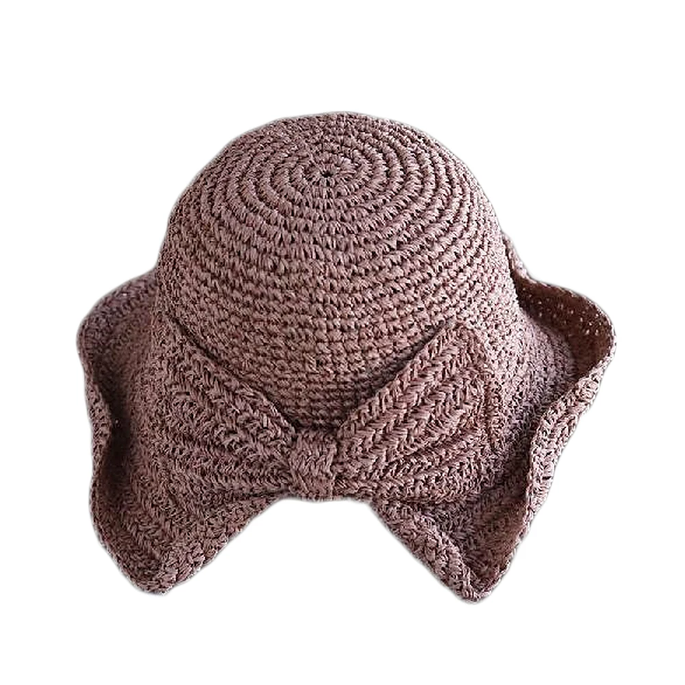 Шляпа от солнца Соломенная женская модная пляжная Панама с разрезом бантом