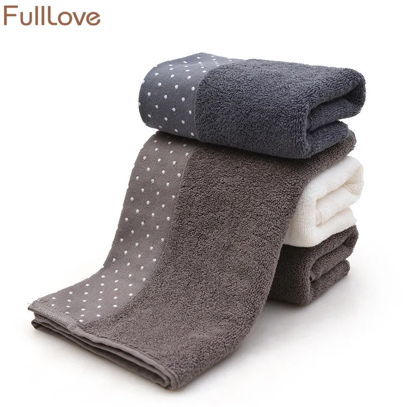 FullLove 34*74 см 2 шт./компл. хлопковые полотенца темно серые в горошек впитывающее