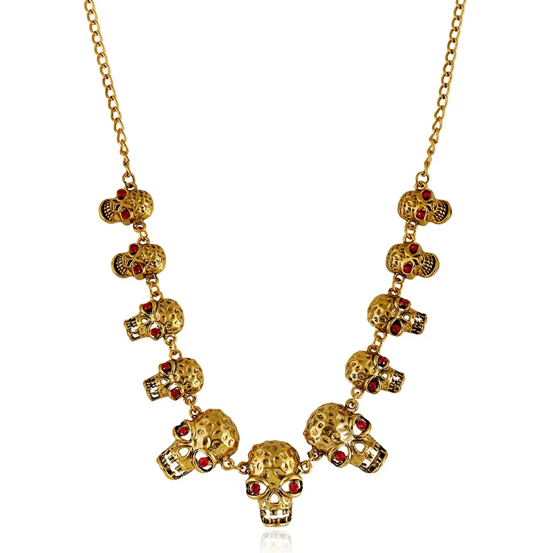 Ожерелье с подвеской в виде скелета LZHLQ готическом стиле винтажные металлические