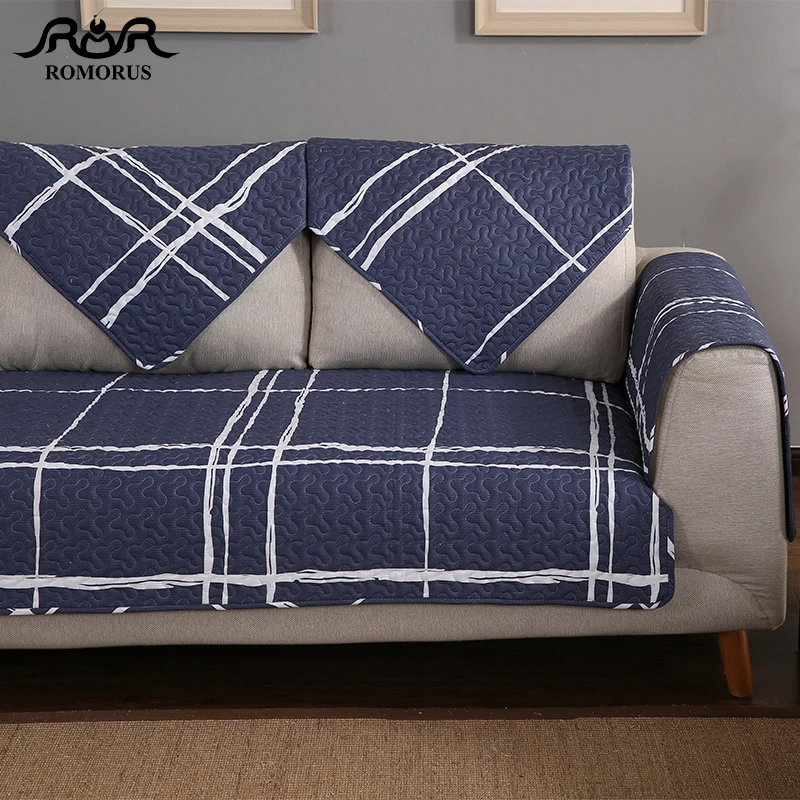 Темно синий плед чехол для дивана хлопок современный диван Нескользящие l