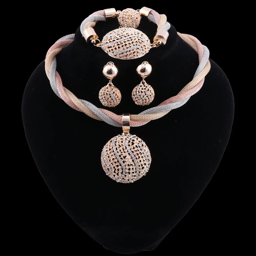 OEOEOS нигерийские бусы ожерелье набор украшений для женщин свадебные хрустальные Ювелирные наборы вечерние ювелирные изделия
